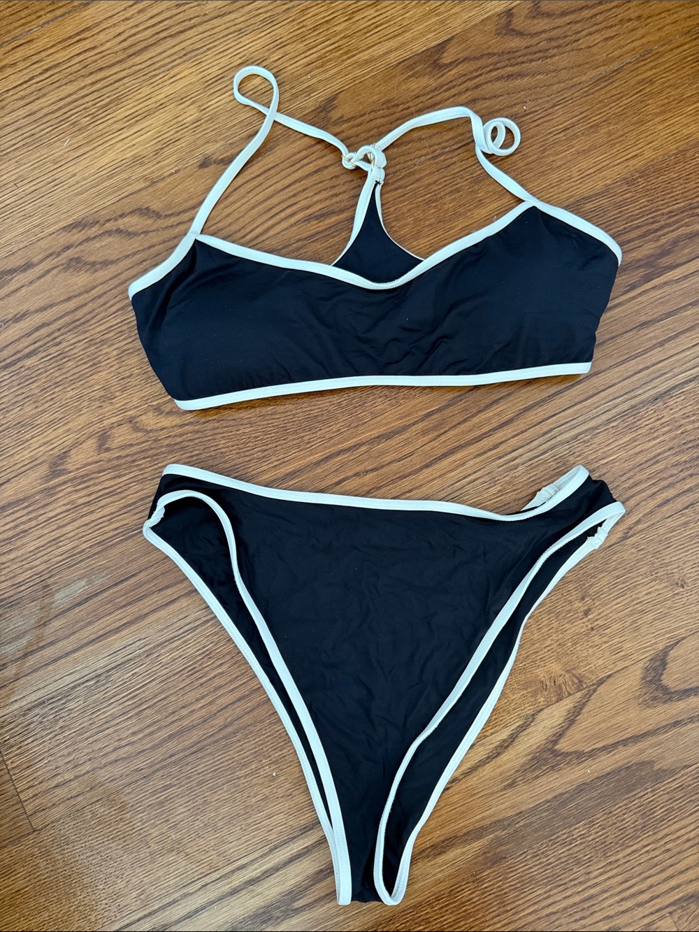 l*space Black Bikini with Cream Trim